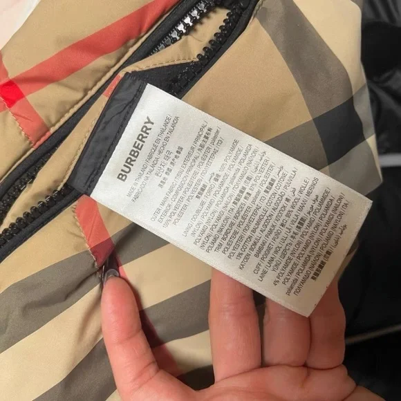 Burberry Beige Check Puffer Jacket - Picture 6 of 8